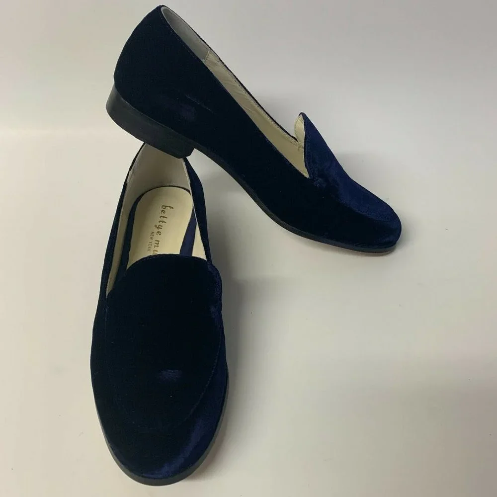 Bettye Muller Classic Loafers Blue Crush Velvet Shoes Regency Navy 7.5 38.5 Eur - Picture 5 of 12